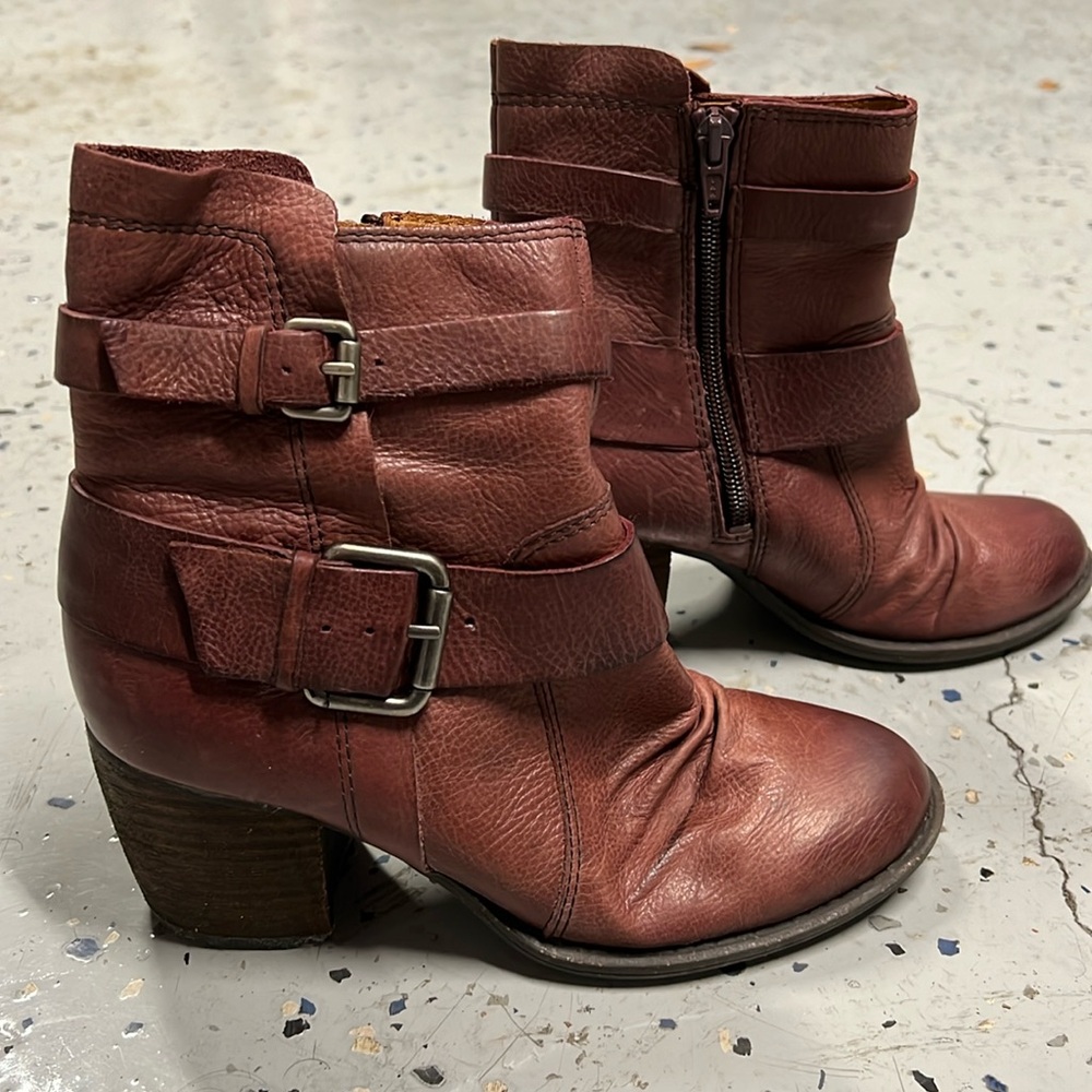 Burgundy leather boots